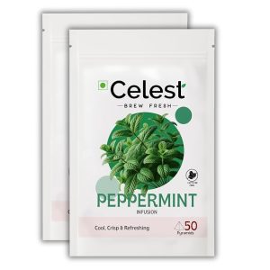 Celest Peppermint - 50 Tea Bags (Pack of 2) | Caffeine Free Peppermint Teabags