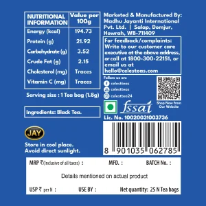 Celest Assam Chai Black Tea 25 teabags