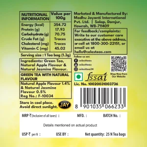 Celest Natural Green Tea 25 teabags | Pure & Non‑Bitter Green Tea Blend