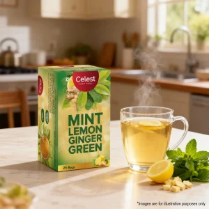 Celest Green Tea 25 teabags – Ginger, Mint & Lemon | Refreshing Detox Green Tea Blend