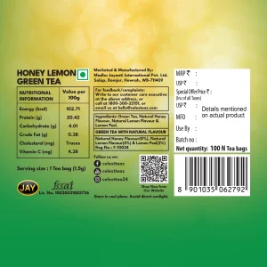 Celest Honey Lemon Green Tea 25 Teabags | Soothing Flavor Blend