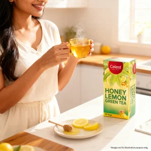 Celest Honey Lemon Green Tea 25 Teabags | Soothing Flavor Blend