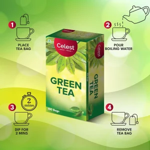 Celest Natural Green Tea 25 teabags | Pure & Non‑Bitter Green Tea Blend