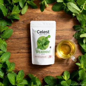 Celest Spearmint Tea – 50 Pyramid Teabags | Spearmint Tea for PCOS