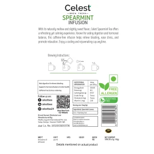 Celest Spearmint Tea – 50 Pyramid Teabags | Spearmint Tea for PCOS