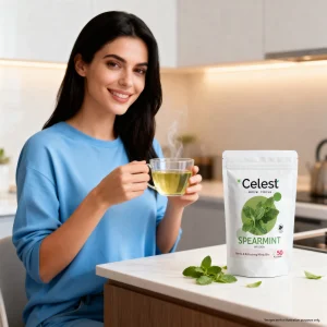 Celest Spearmint Tea – 50 Pyramid Teabags | Spearmint Tea for PCOS