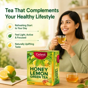Celest Honey Lemon, 100 Bags (Pack of 2) | Green Tea Bags | Honey Lemon