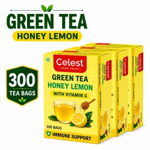 Celest Lemon and Honey – 100 Teabags (Pack of 3) | Vitamin C Enriched | Immunity Support Green Tea