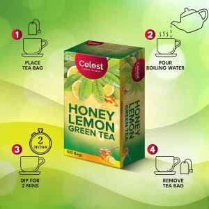 Celest Lemon & Honey – 25 Tea Bags (Pack of 2) | Green Tea for Weight Loss
